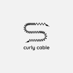 Corrugated cable logo with letter S shape. Suitable for electronics and technology businesses.