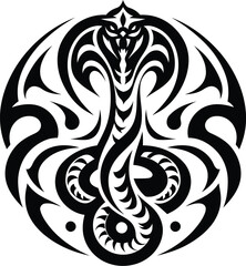 modern tribal tattoo cobra snake, abstract line art, minimalist contour. Vector