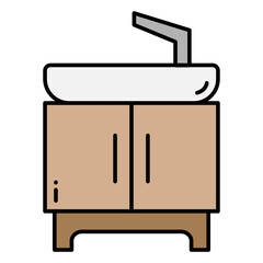 Illustration of Bathroom Sink design Filled Icon