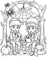 coloring page for kids winter line drawing black and white