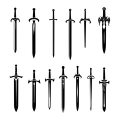 Sword icons set vector
