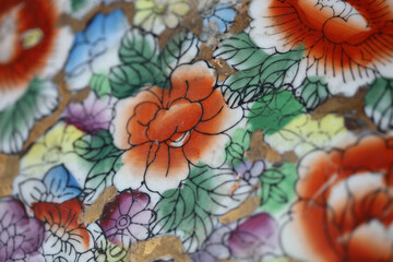 Colorful flowers sketch chinese traditional art close up background big size high quality prints