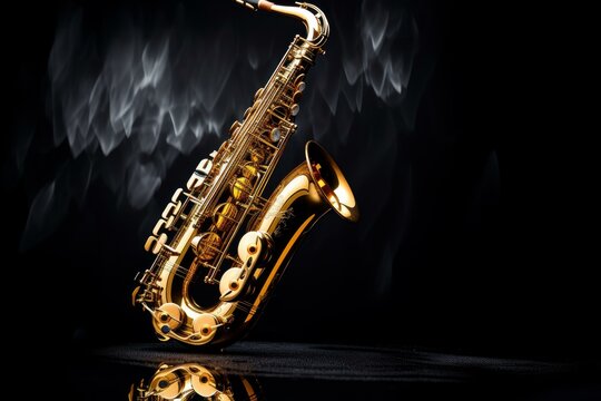 Saxophone instrument background. Artist hand. Generate Ai