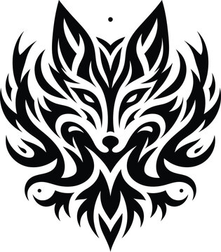 recommend clip art: modern tribal tattoo fox, abstract line art, minimalist contour. Vector