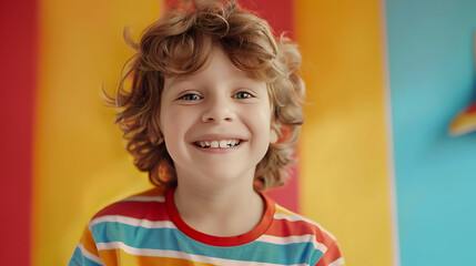 Children smile on camera Close up photography  AI Image Generative.