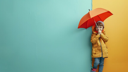 Copy space children holding the umbrella background image AI Image Generative