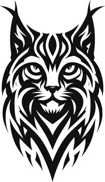 recommend clip art: modern tribal tattoo bobcat, wildcat, abstract line art of animals, minimalist contour. Vector