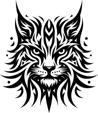 recommend clip art: modern tribal tattoo bobcat, wildcat, abstract line art of animals, minimalist contour. Vector