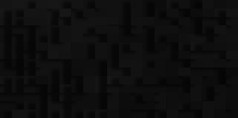 Luxury geometric block pattern with squares and triangles, Black mosaic abstract background with 3d geometric block pattern, geometric Unevenness three-dimensional shadow block pattern background.	