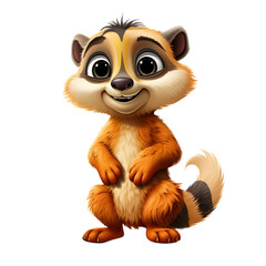 Obraz premium Cute Meerkat Cartoon Illustration Isolated on Transparent Background