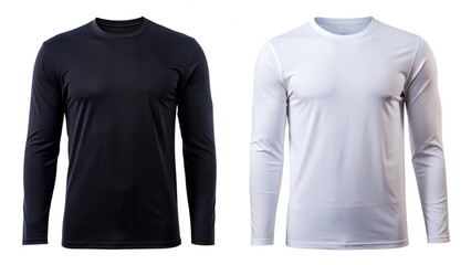 Mock-up of two long sleeve tees, black and white
