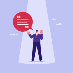 Business quotation or message to achieve success concept, inspiration quotes to motivate people, businessman under spotlight talking and giving speech