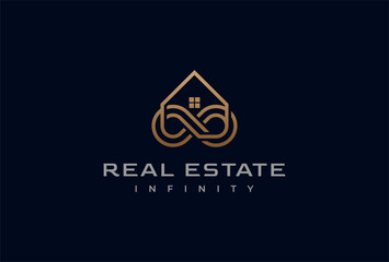 Real Estate Infinity Logo design, building and infinity icon combination, suitable for Architecture Building apps logo design, flat design logo template element, vector illustration