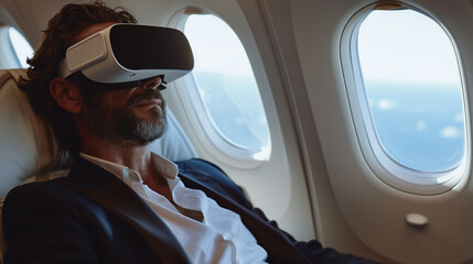 VR headset on a plane