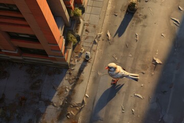 Sidewalk bird view. Urban avenue view. Generate Ai
