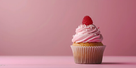 Designer cupcake with delectable sweet frosting on decadent cake