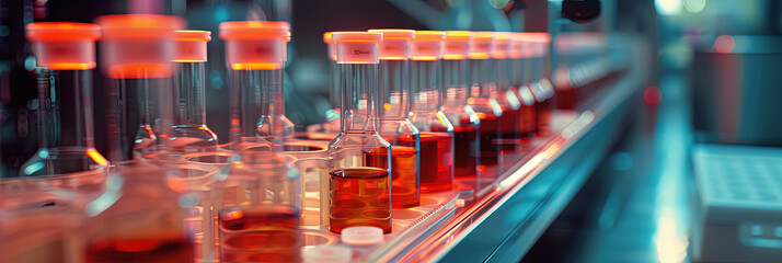 Testing vials in a medical cleanroom being sorted for various fluid testing