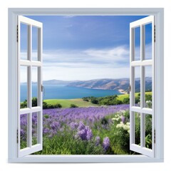 Open window overlooking a beautiful landscape