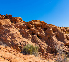 The Eroded Aztec Sandstone Formation Near Arrowhead Arch, Valley of Fire State Park, Nevada, USA