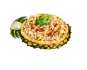 Thai stir pineapple shrimp rice