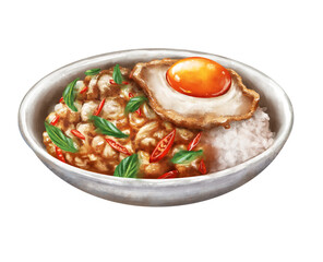 Thai stir fried chicken basil with rice