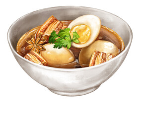 Thai egg pork brown soup