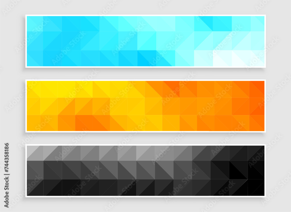Poster stylish wide web corporate footer layout in set of three