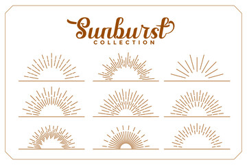 retro style bursting sun rays icon design in collection