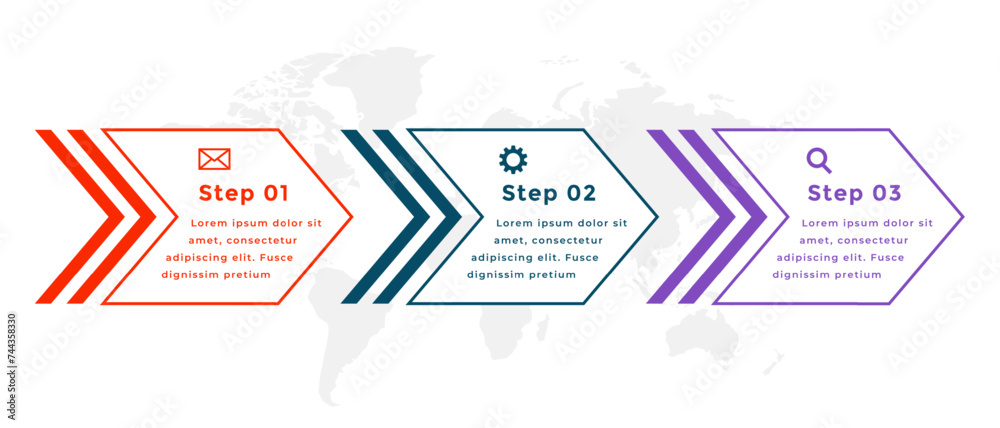 Wall mural 3 step business infographic process chart template for workflow visualization