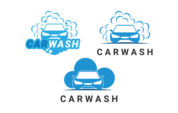 set of car wash logo design clean with bubble soap