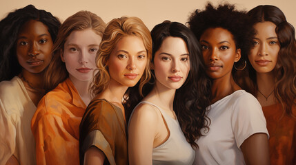 Obraz premium Portrait of difference woman diverse races, women's day concept