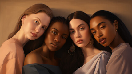 Obraz premium Portrait of difference woman diverse races, women's day concept