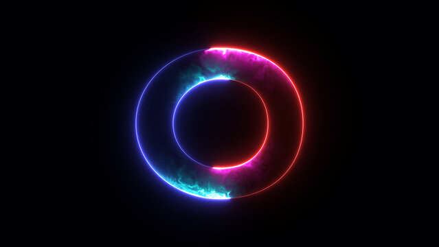 Glowing neon number 0 (Zero). Bright neon glowing number 0. Education concept