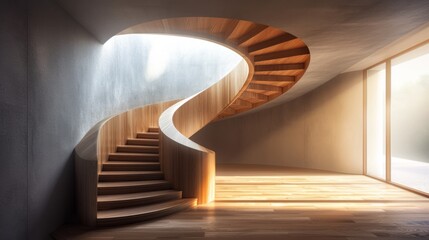 Abstract architectural background.Spiral staircase in the form of a spiral.