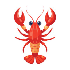 European lobster flat Vector illustration on white background.