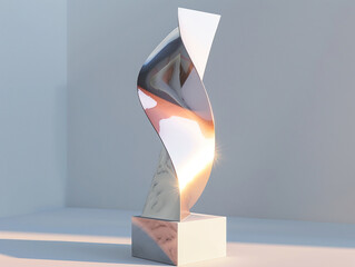 3d render of a sleek angular sculpture that plays with light and shadow