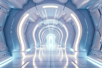 3d render of a sleek futuristic corridor with a minimalist aesthetic