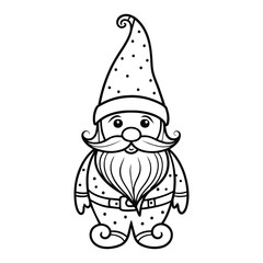  Christmas gnome Continuous line art on white background.