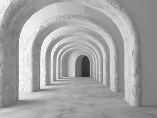 3d render of a tunnel with a minimalist repeating arch pattern