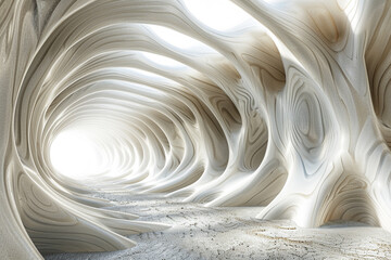 3d render of an endless tunnel with a smooth undulating form