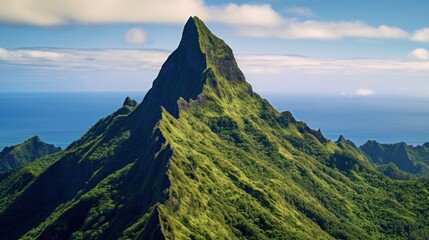 View on the peak mountain, Maupiti, French Polynesia.
