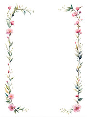 Fototapeta na wymiar rose-floral-frame-watercolor-illustration-in-minimalist-style-floating-with-no-background-sharp