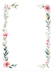 rose-floral-frame-watercolor-illustration-in-minimalist-style-floating-with-no-background-sharp