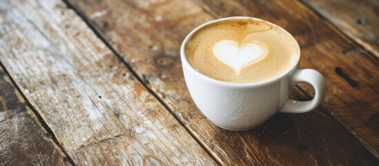 Heartwarming cup of freshly brewed coffee filled with love and warmth - obrazy, fototapety, plakaty