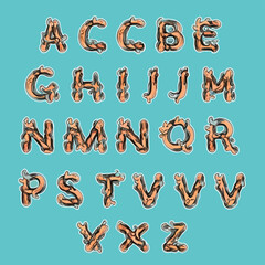 2d vector illustration for  learning cartoon character design for letters of the English language
