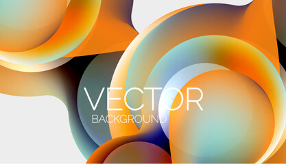 Beautiful flowing round shapes and circles abstract background. Liquid color bubble composition