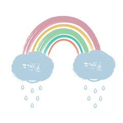 Multi-colored rainbow, children's drawing painted with brushes.