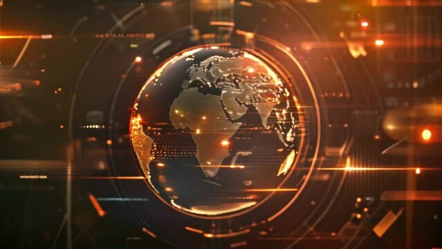 digital earth globe and stock market trading forex data on large screen display Generative AI