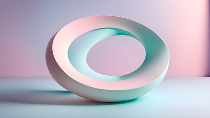 Obraz premium twist-shape-in-3d-abstract-form-floating-center-frame-against-a-minimalist-background-shadows