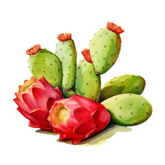 Naklejka premium fruit - Fruitful. Indian Fig (Opuntia)., Indian Fig (Opuntia) illustration watercolor